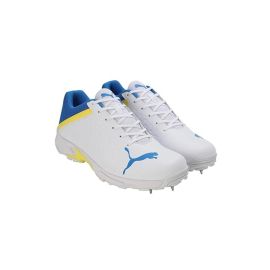Puma 22.2 FH 10729903 Cricket Spike Shoes White Yellow Blue Size