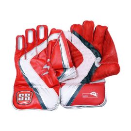 SS Players Series Red White Cricket Wicket Keeping Gloves Mens Size
