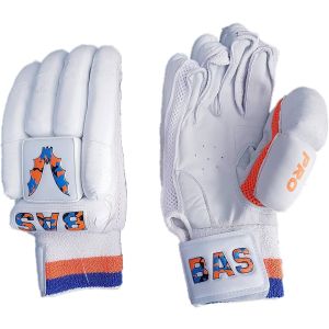 BAS Vampire Pro White Orange Cricket Batting Gloves Mens Size Right And Left Handed