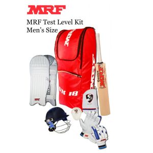 MRF Test Level Complete Cricket Kit English Willow Bat, Leg Guards, Gloves, Guard, Kit Bag, Helmet, Thigh Guard
